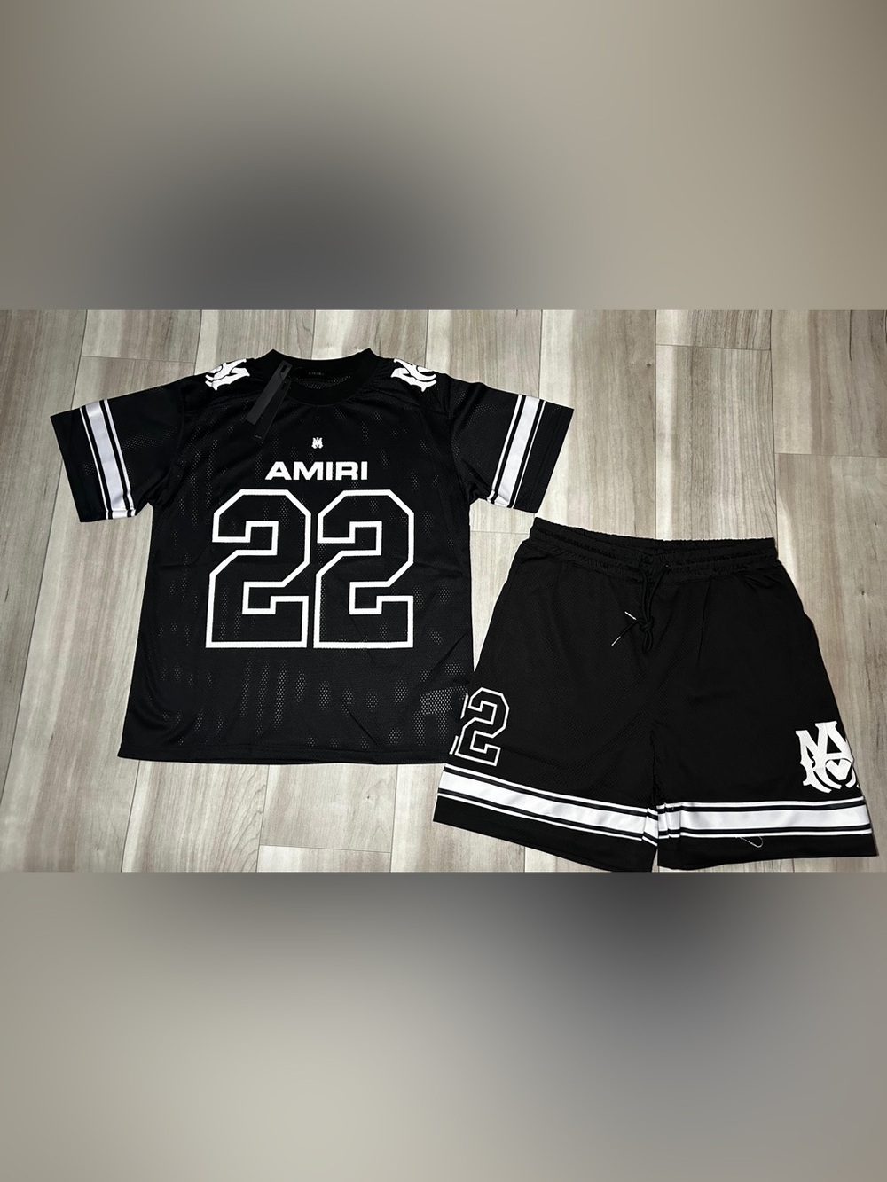 AMIRI Black & White '22 Mesh Jersey and Shorts Set